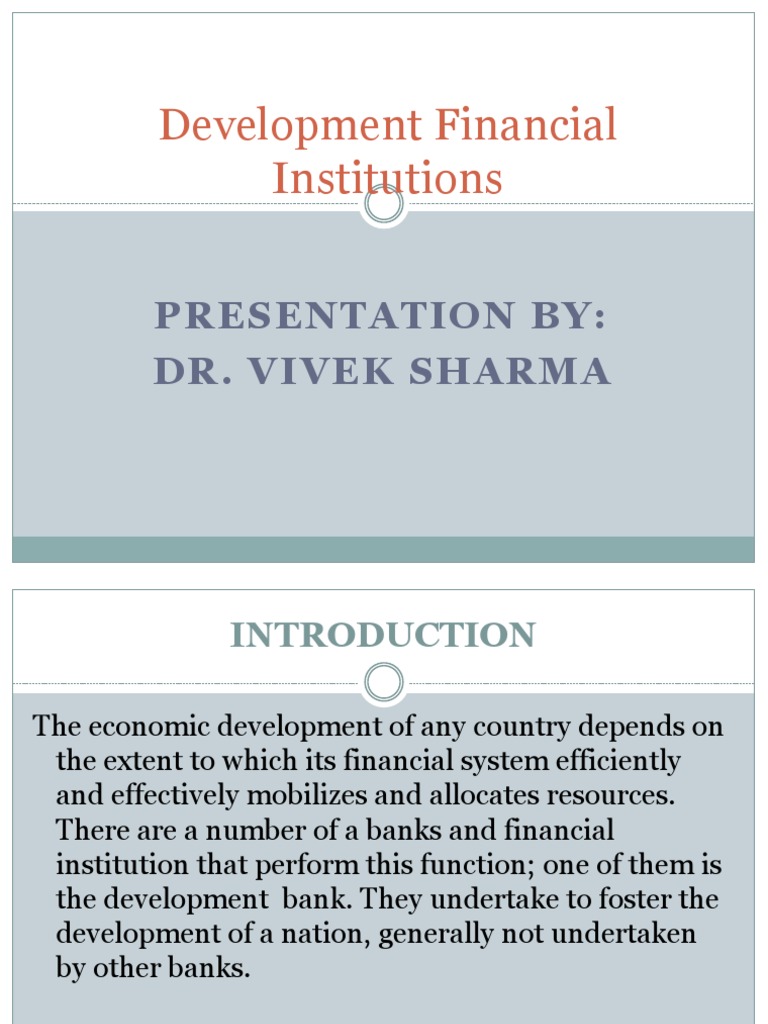 Role of Development Financial Institutions | PDF | Banks | Economic ...
