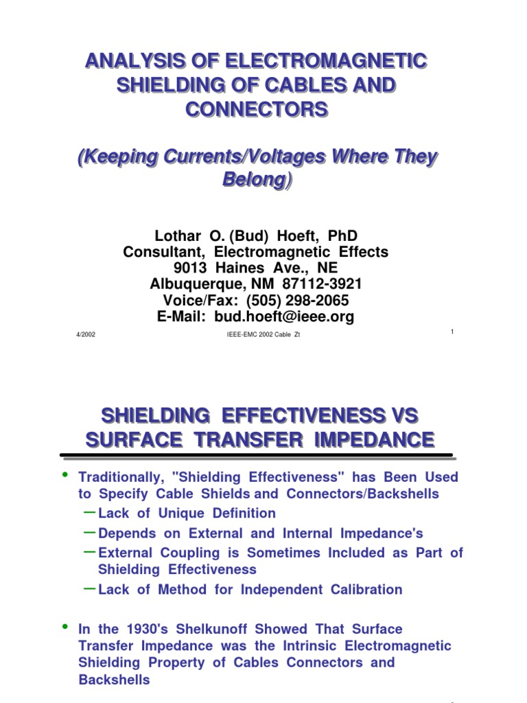 Shielding of Cables and Connectors PDF Cable Wire