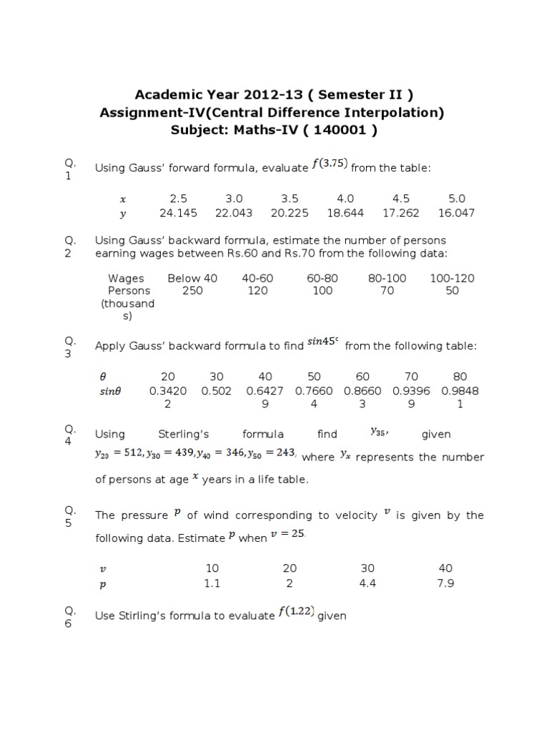 Central Difference Interpolation Methods | PDF | Teaching Methods ...