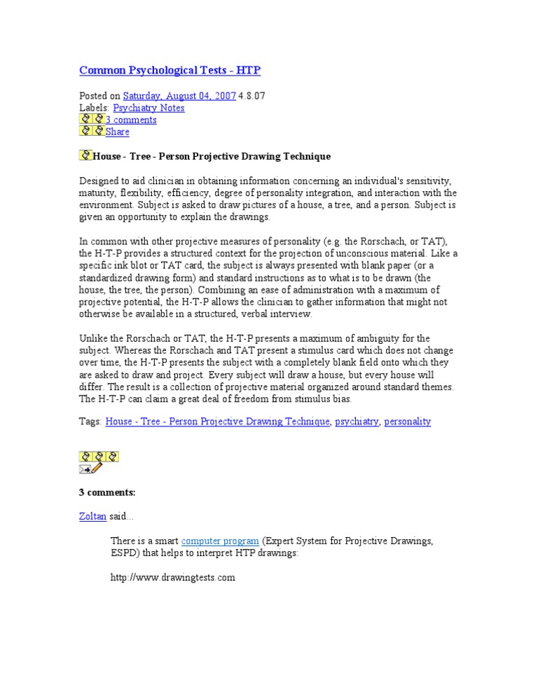 HTP Drawing Technique in Psychology | PDF