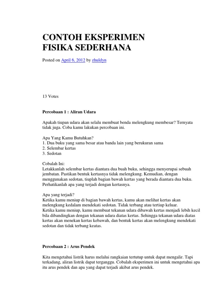 Contoh Eksperimen Fisika