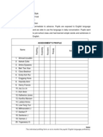 Assessment'S Profile: The Individual Profiling Form On Is To Monitor The Pupils' English Language Proficiency