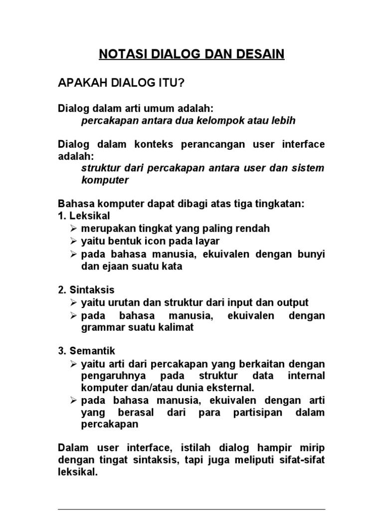 Notasi Dialog Dan Desain | PDF