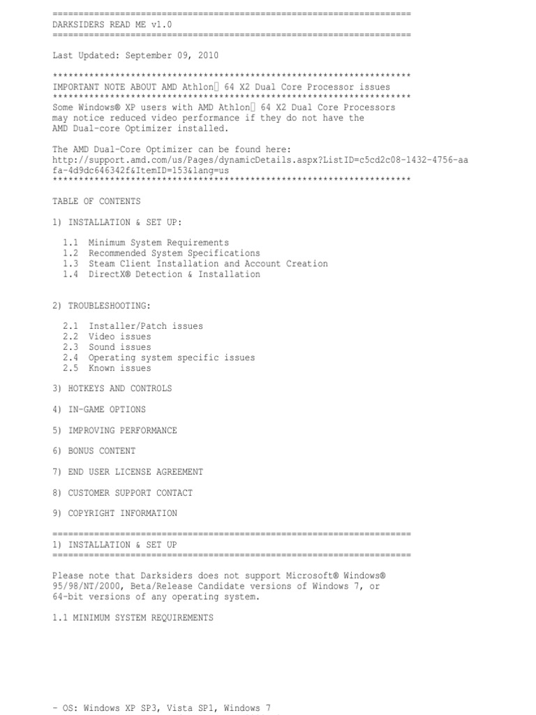 Readme Darksiders en v0.7 | PDF | Indemnity | Installation (Computer ...