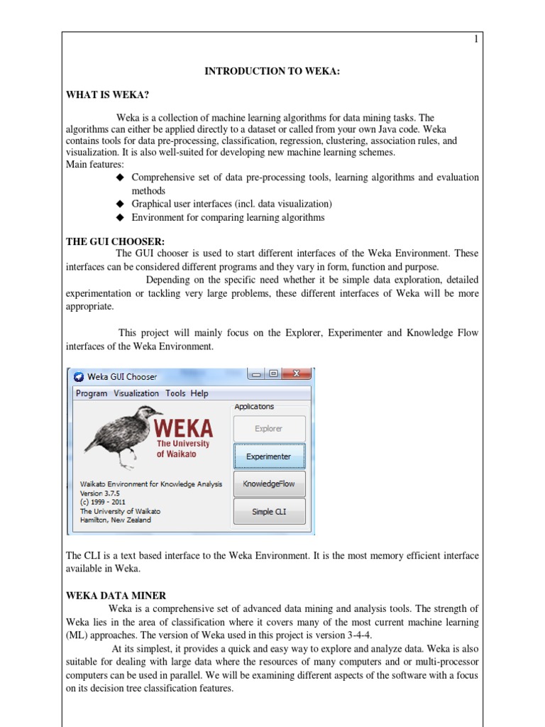 Introduction to Weka Data Mining | PDF | Data Mining | Graphical User ...