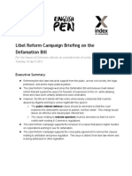 Libel Reform Campaign Defamation Bill Briefing April 2013