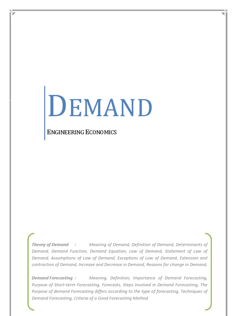 Demand - Engineering Economics | PDF | Demand | Forecasting
