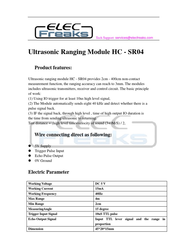 Ultrasonic Ranging Module HC-SR04 Guide | PDF