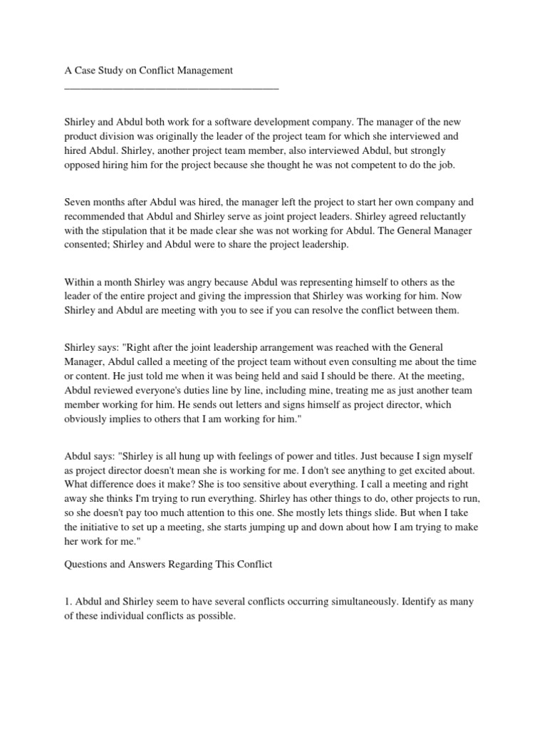 Workplace conflict management case studies with solutions pdf image