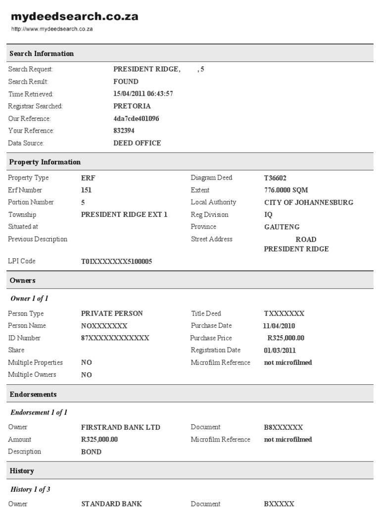 Deeds Office Property Search PDF