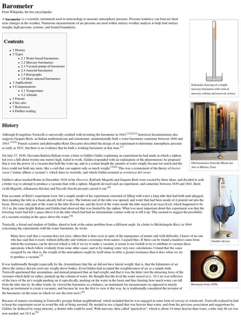 Barometer - Wikipedia, The Free Encyclopedia | PDF