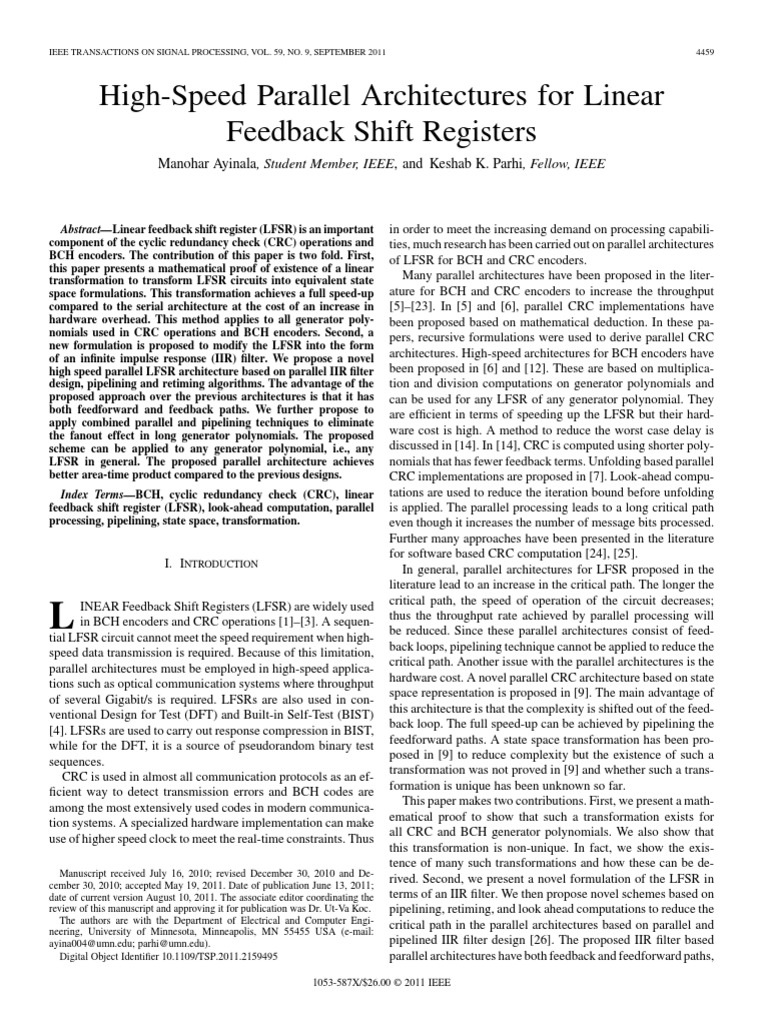 High-Speed Parallel Architectures For Linear PDF | PDF | Matrix ...