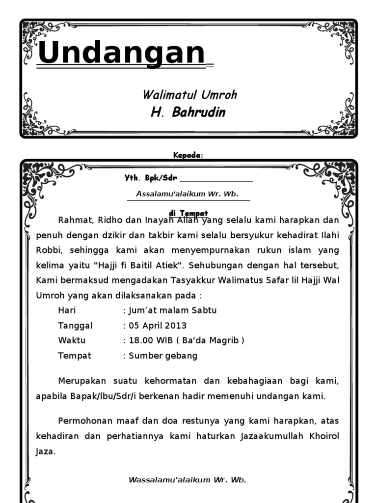 Udnagan Walimatul Umroh
