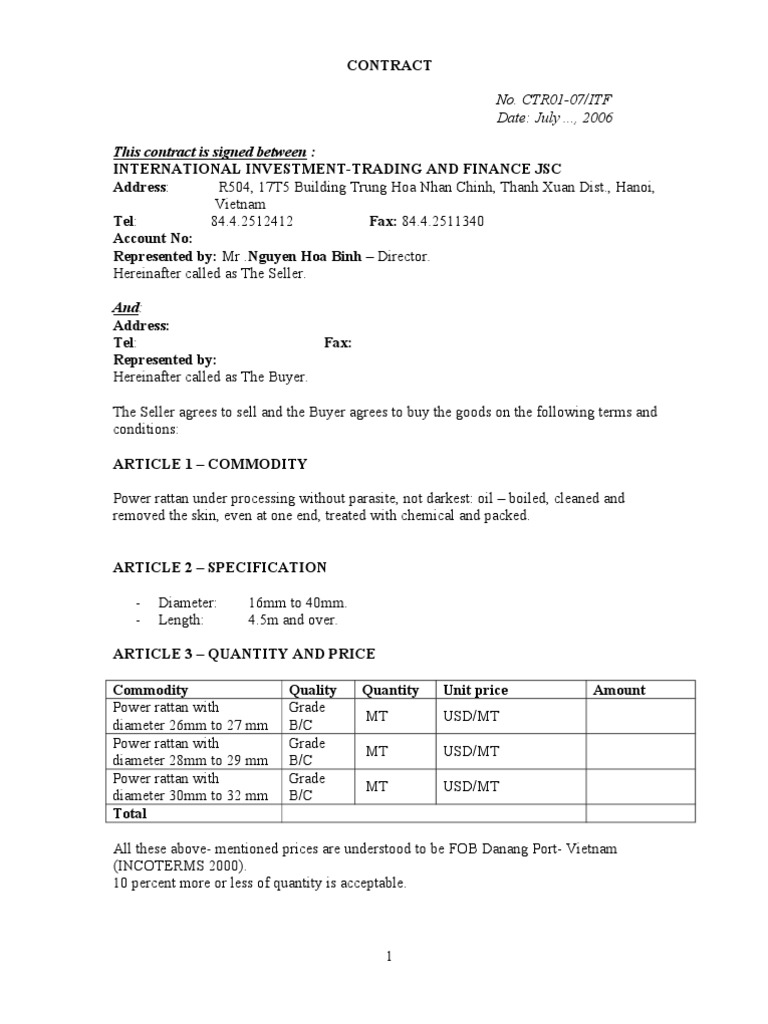 Export Contract - Final | PDF | Invoice | Common Law