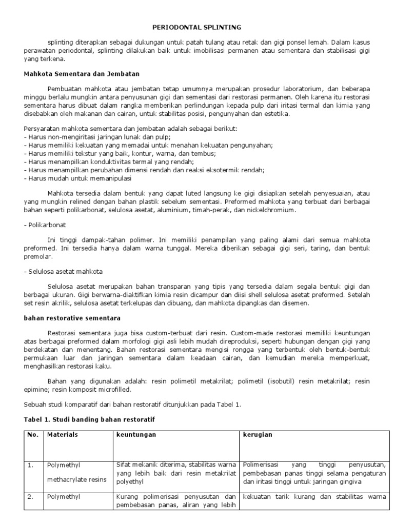 Periodontal Splinting | PDF