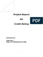 Project Report On Credit Rating: Submitted By: - Pulkit Garg Regn. No. 220610440/07/2008
