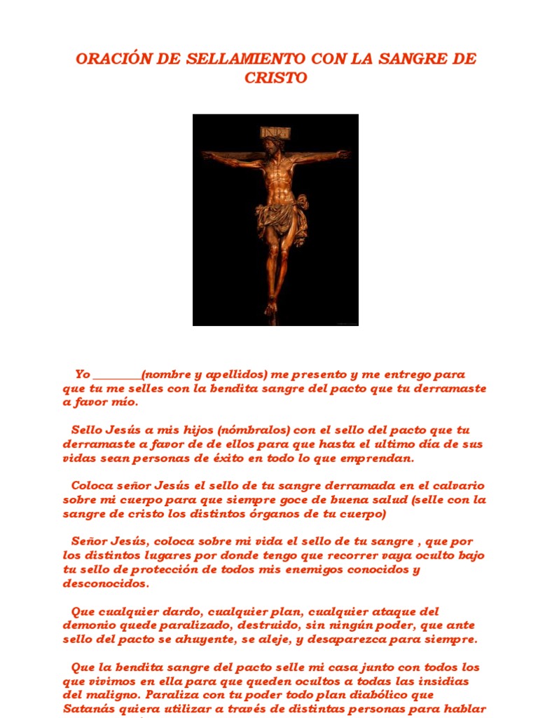 Oración de Sellamiento Con La Sangre de Cristo | PDF | Religión y ...