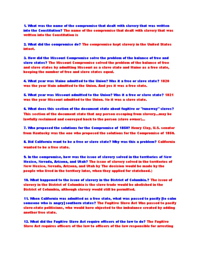 1MiragliottaE Missouri Compromise Questions Slavery In The United