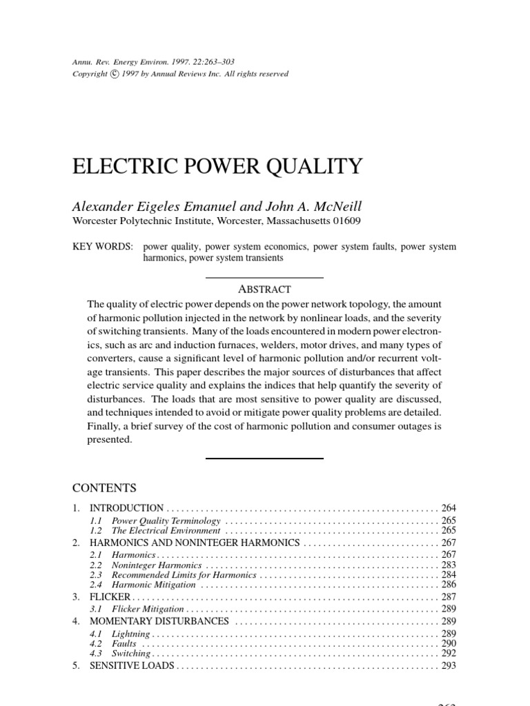 Electric Power Quality Analysis | PDF | Capacitor | Transformer