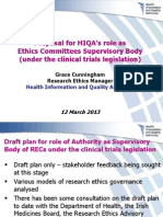 Proposal for HIQA’s role as Ethics Committees Supervisory Body (under the clinical trials legislation)