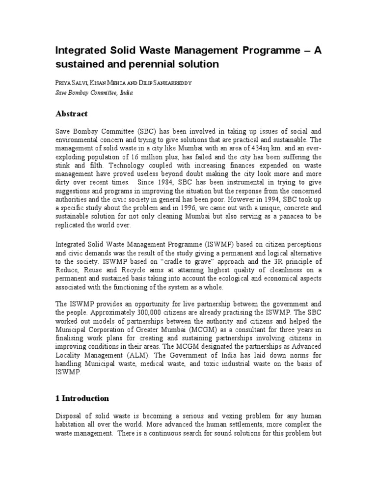 Integrated Solid Waste Management | PDF