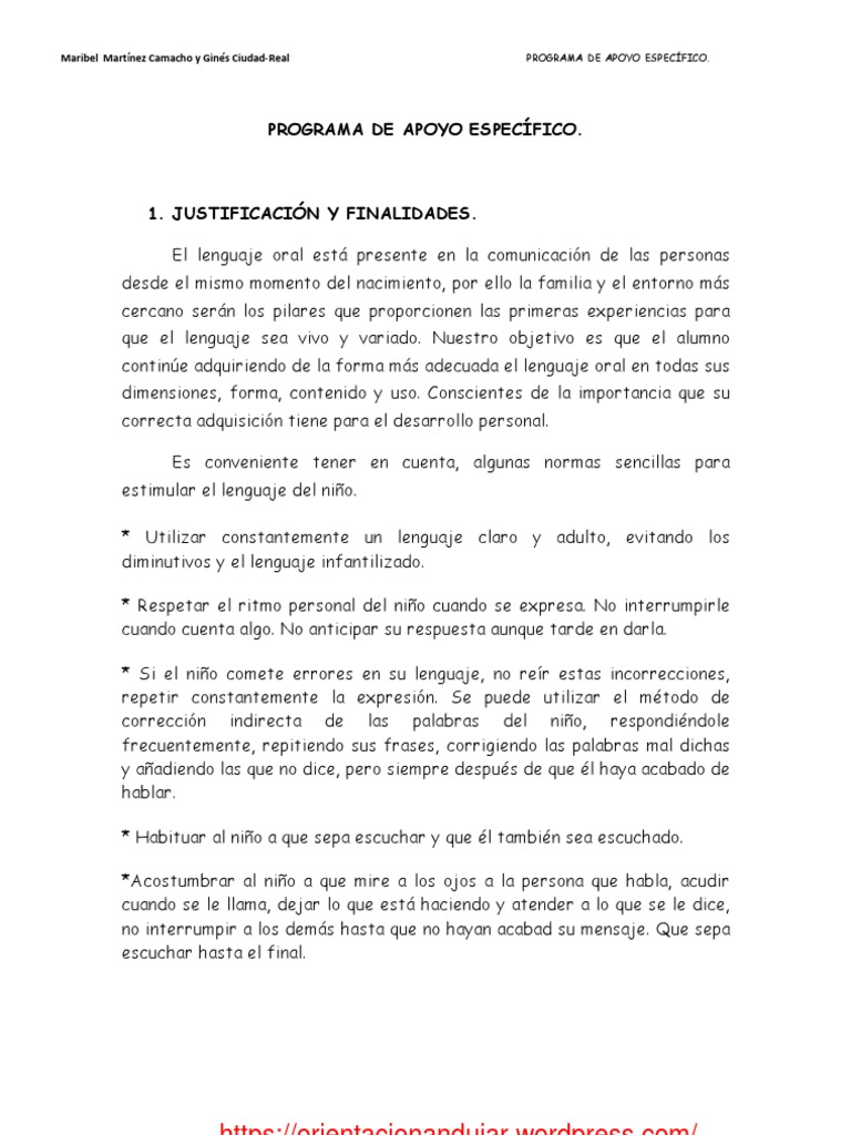 Estimulación del Lenguaje Oral Infantil | PDF | Aquisición de idioma ...