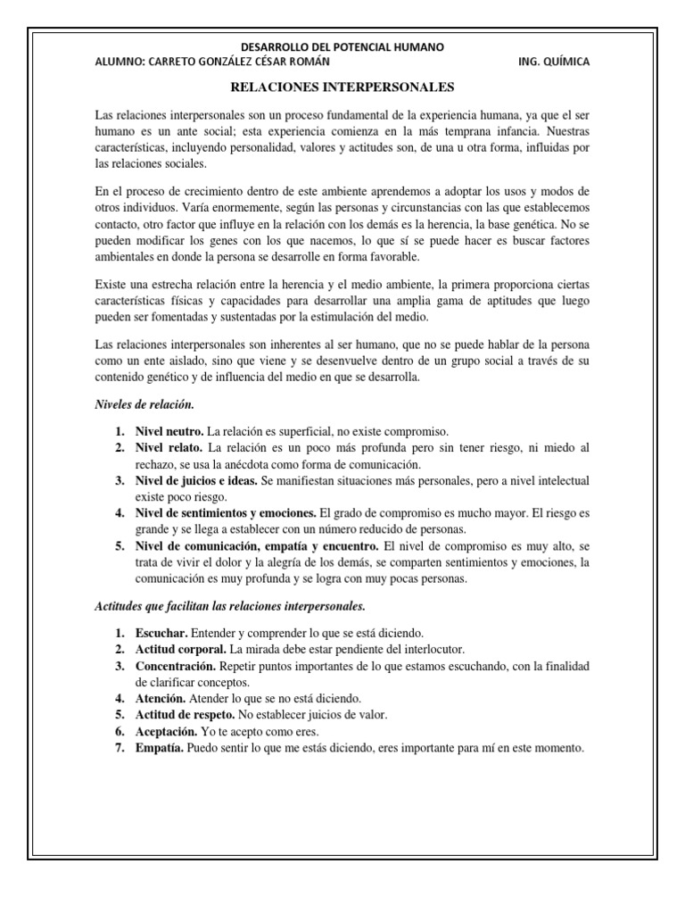 Relaciones Interpersonales | PDF | Herencia | Las emociones