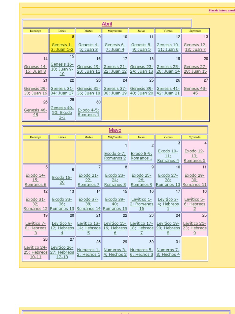 Plan De Lectura Anual De La Bibliadocx