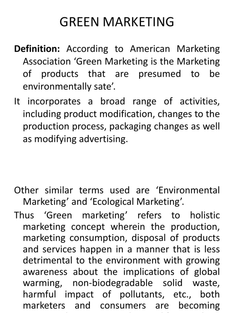 Green Marketing Definition According To American Marketing PDF Marketing Sustainability