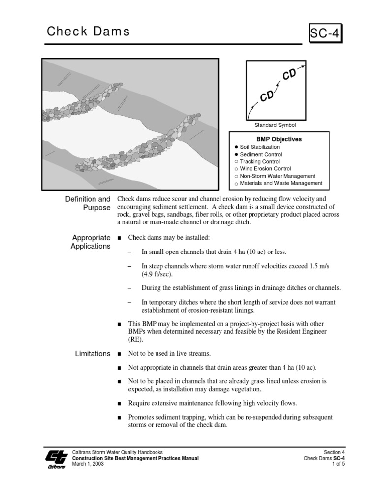 Construction BMP: Check Dams Guide | PDF | Hydrology And Urban Planning ...