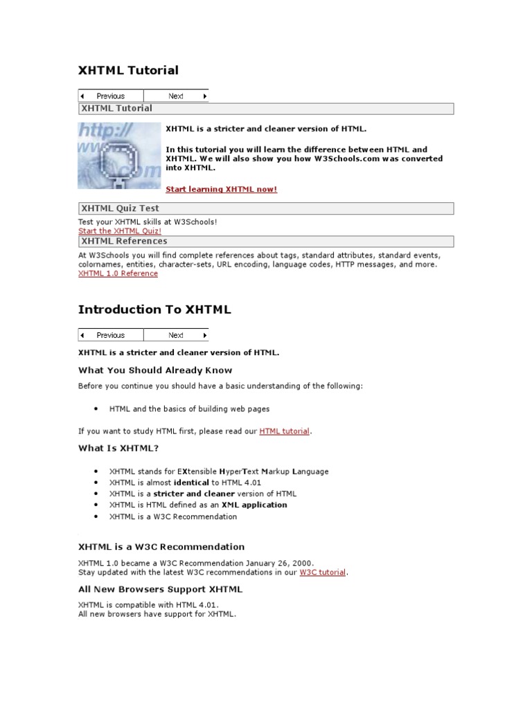 XHTML Tutorial | Xhtml | Html
