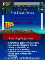 Organizational Culture & Climate: Prof - Shabir Ahmad