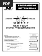 Napco Gem-p3200 Programing Instructions