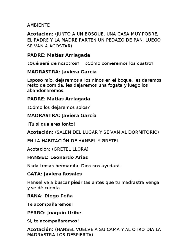 Guion Hansel y Gretel