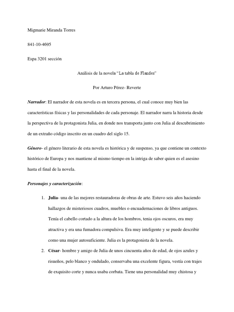 Analisis de Tabla de Flandes PDF Ajedrez Novelas