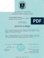 Certificate of Lithuanian Studies, Vilnius University