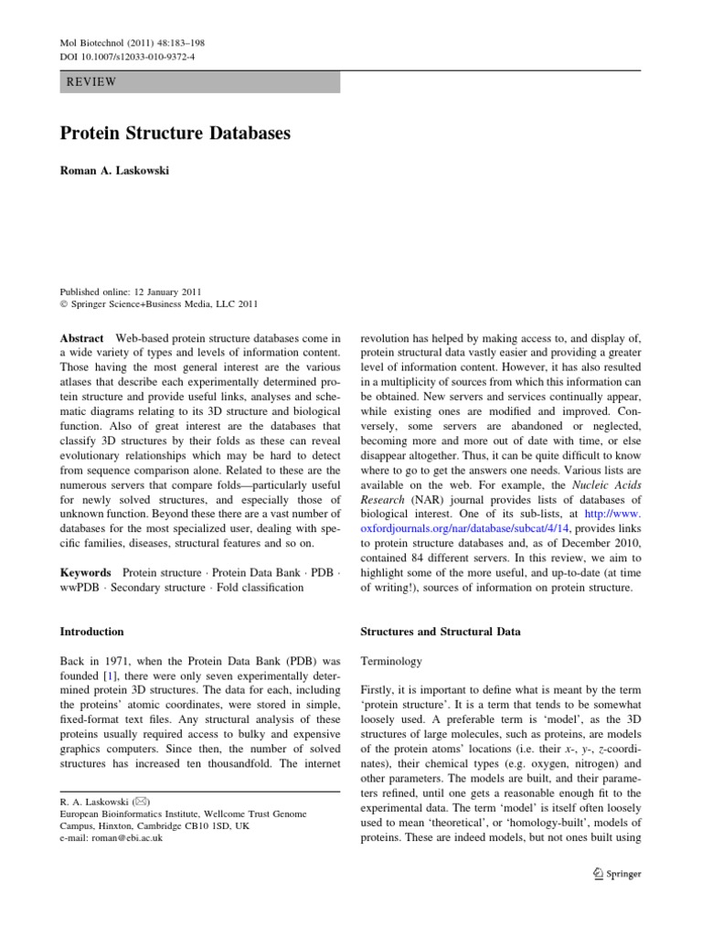 Protein Structure Databases PDF Protein Data Bank Biomolecular