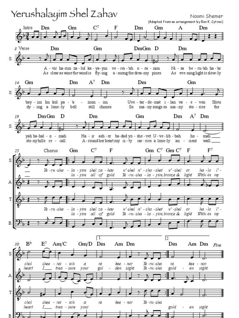 04 Yerushalayim Shel Zahav Song Structure Songs 04 yerushalayim shel zahav song