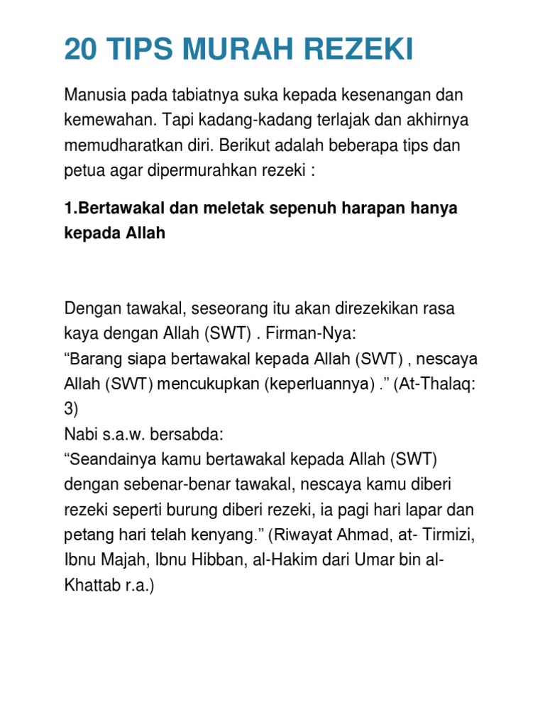 20 Tips Murah Rezeki Pdf