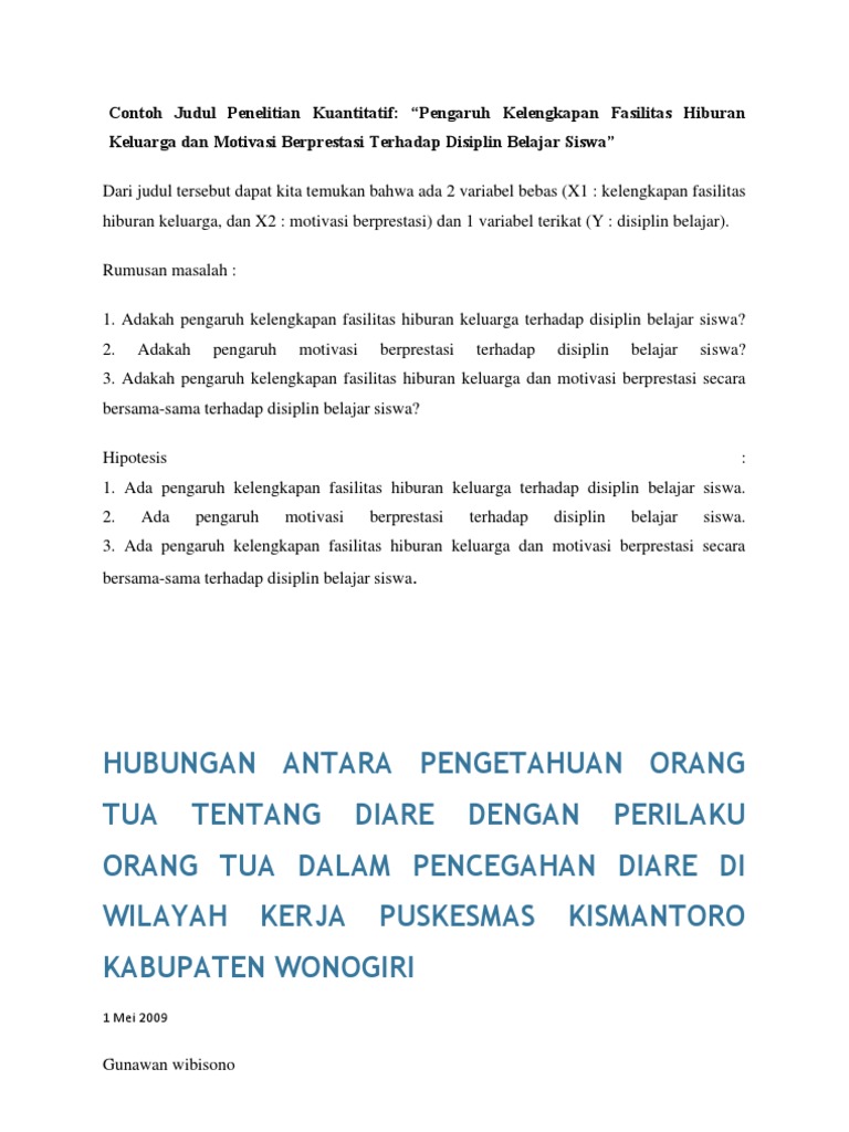 Contoh Judul Penelitian Kuantitatif