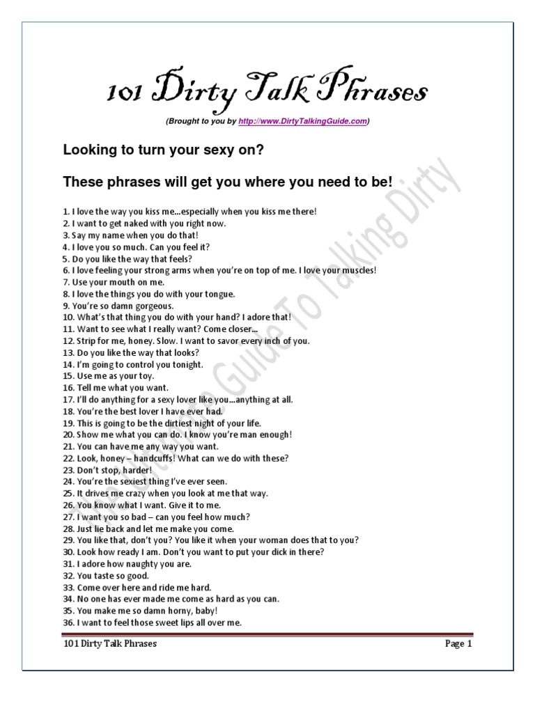 Talk durty Dirty Talk