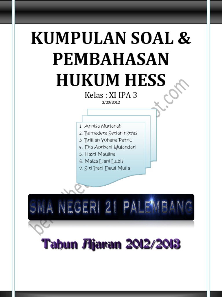 Contoh Soal Hukum Hess