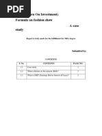 ROI (Return on Investment) Formula on Fashion Show