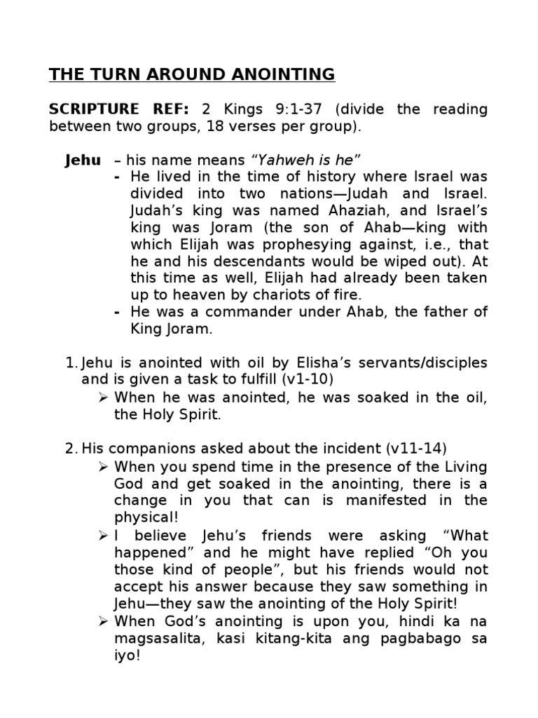 The Turn Around Anointing PDF Elijah Hebrew Bible