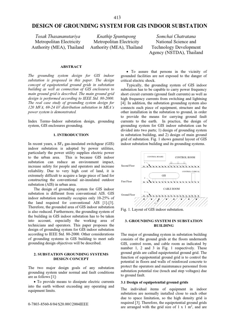 Design of Grounding System For GIS Indoor Substation PDF | PDF ...