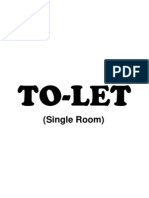 To-Let: (Single Room)