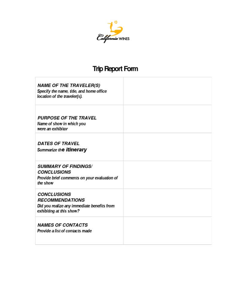 Trip Report Template and Guidelines | PDF