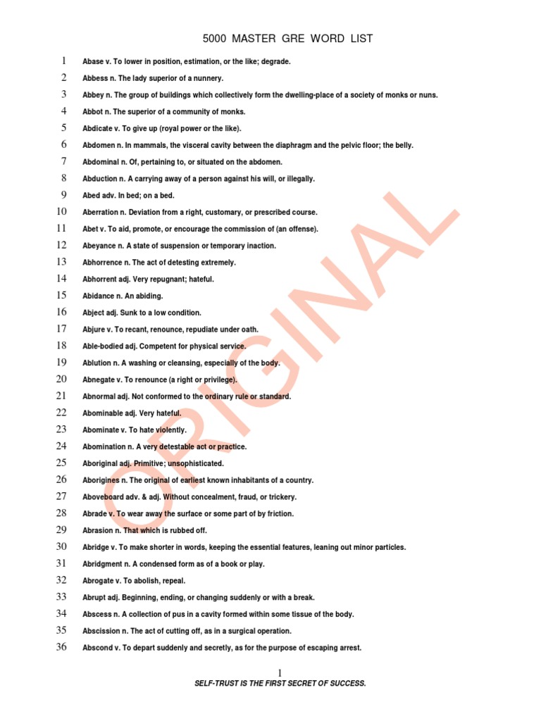 5000 Gre Word List Pdf downdload