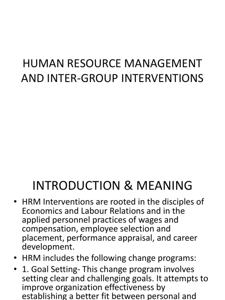 Human Resource Management and Intergroup Interventions Human Resource Management