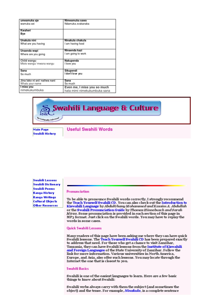 Swahili Lessons Swahili Language Grammatical Gender